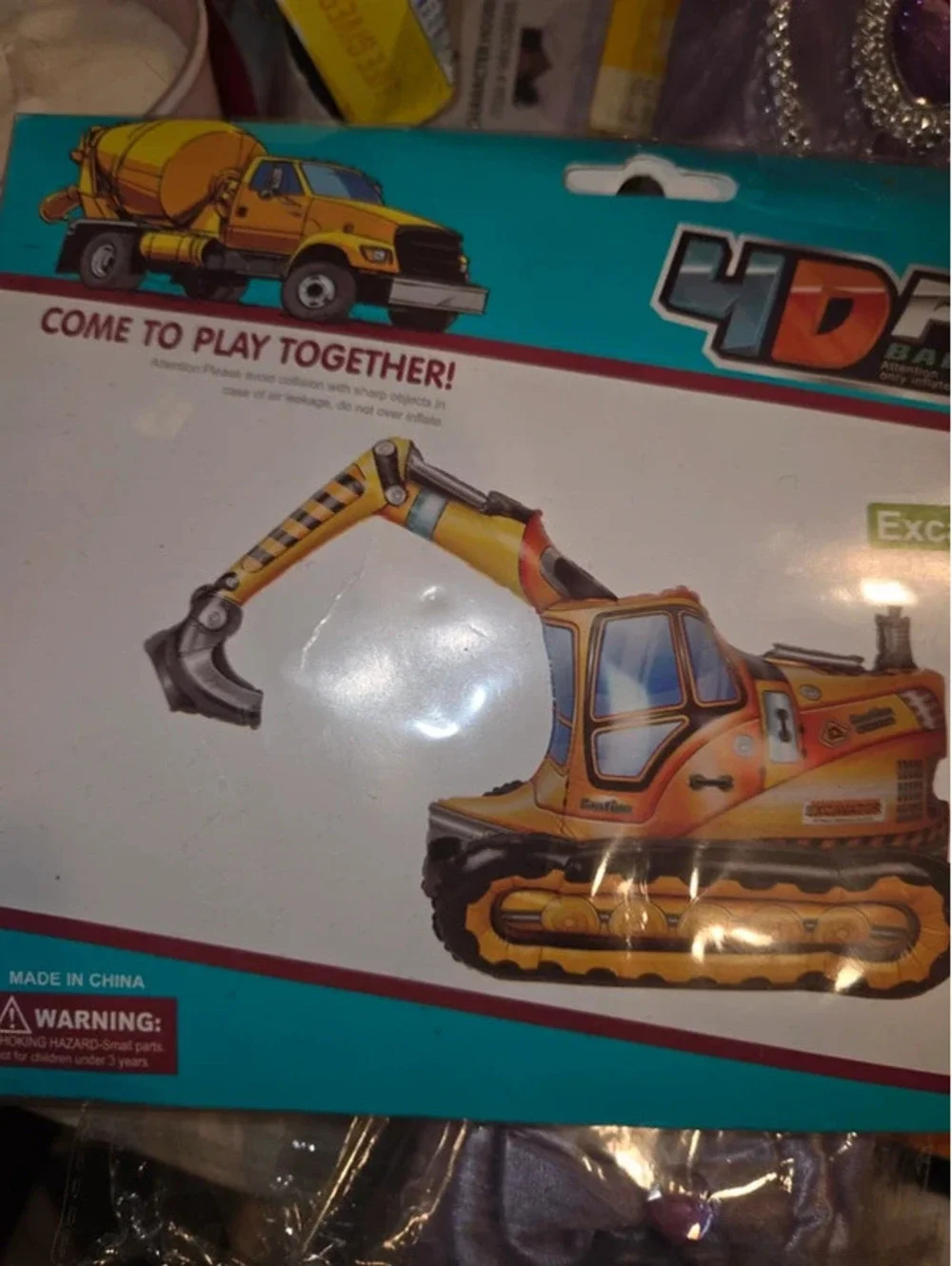 4D foil balloon excavator party